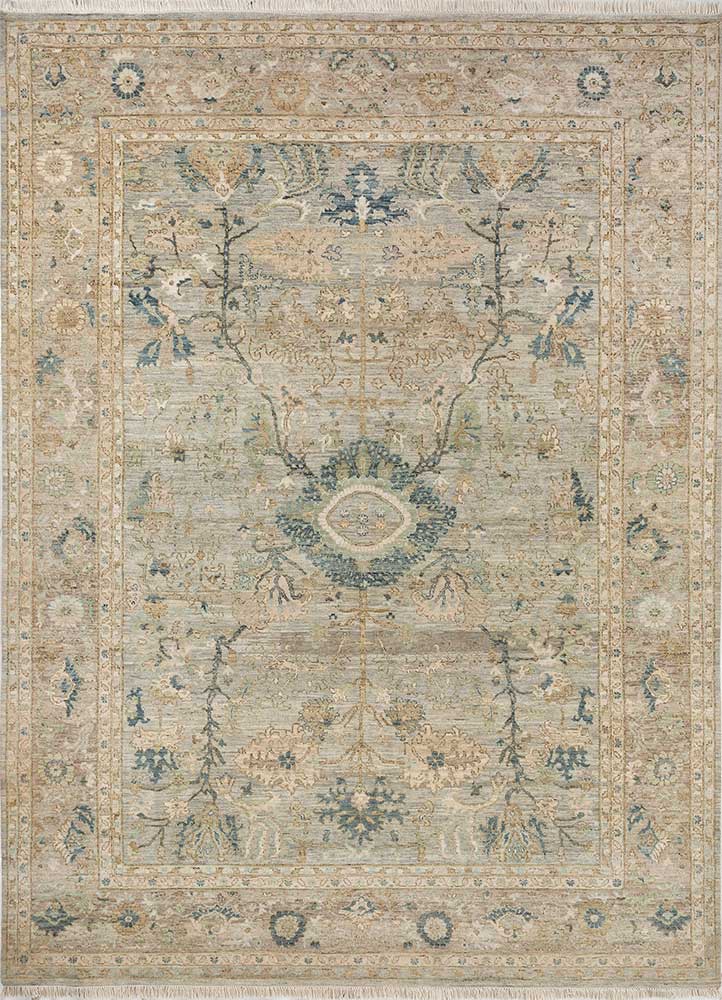  beige and brown wool Hand Knotted Rug