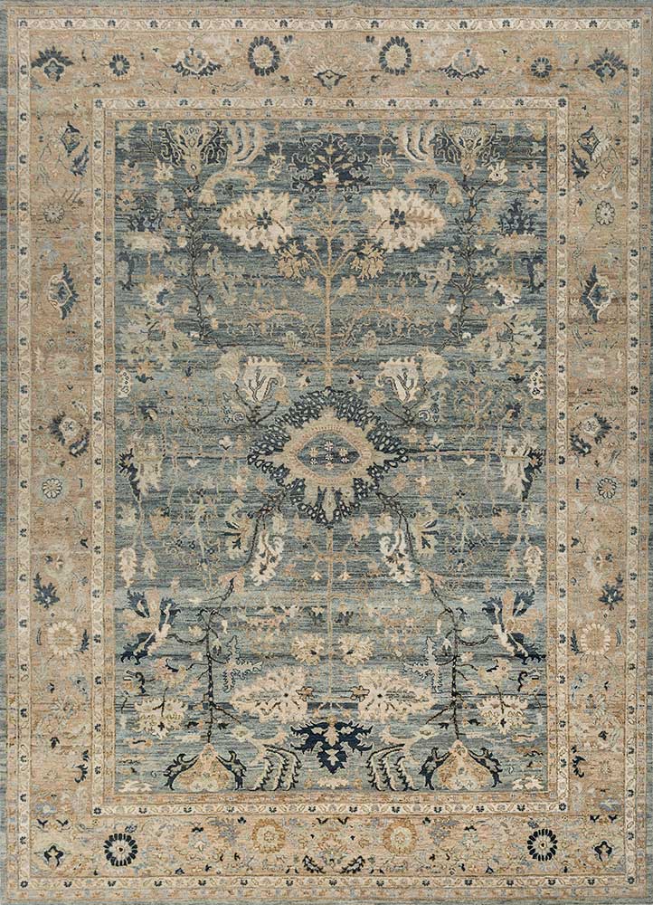  blue wool Hand Knotted Rug