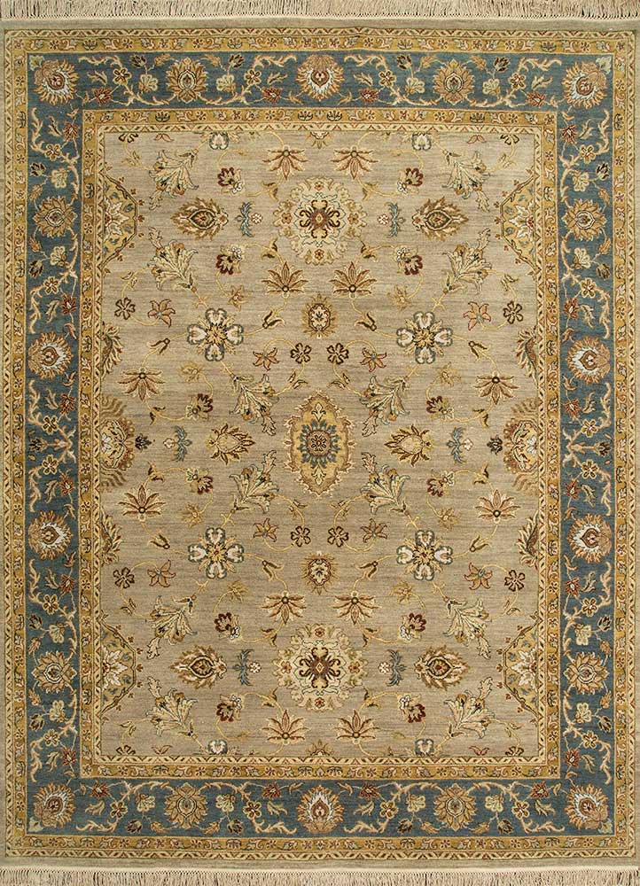  beige and brown wool Hand Knotted Rug