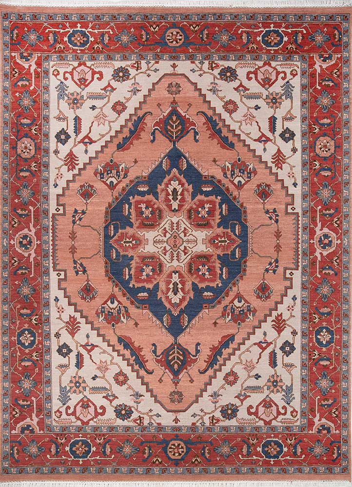 savana red and orange wool Hand Knotted Rug - HeadShot