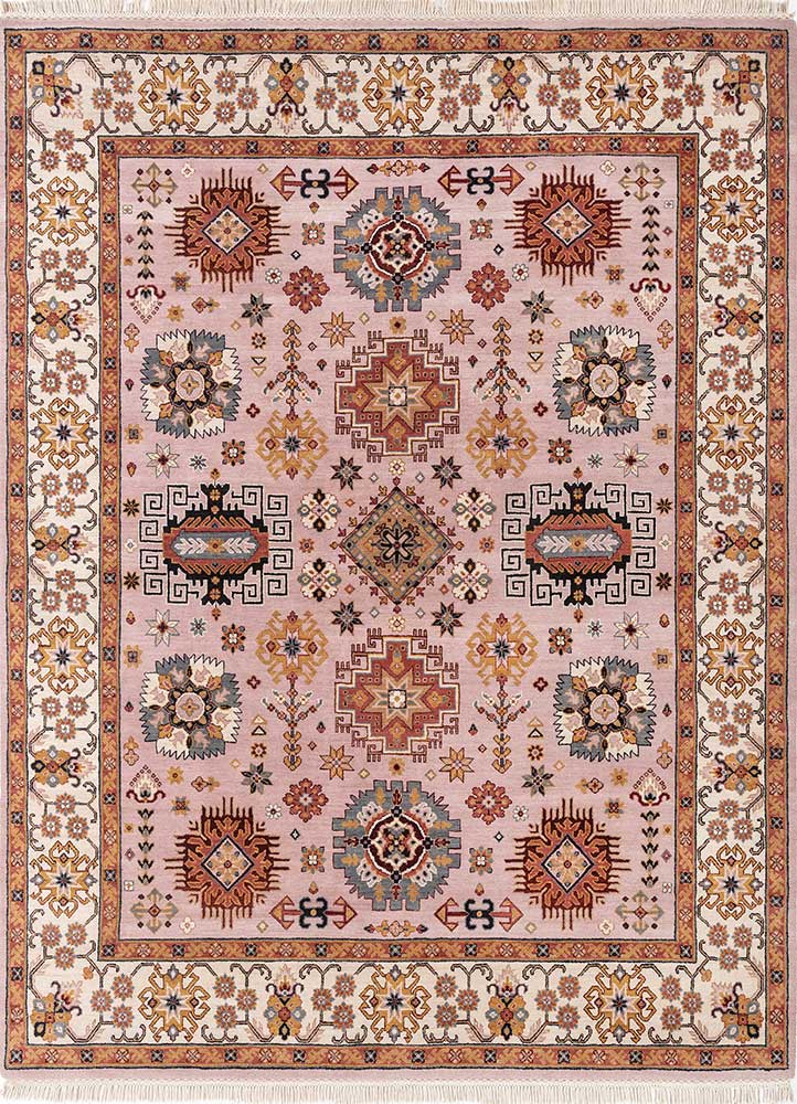 cyanna pink and purple wool Hand Knotted Rug - HeadShot