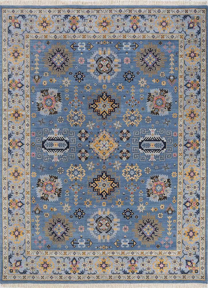  blue wool Hand Knotted Rug