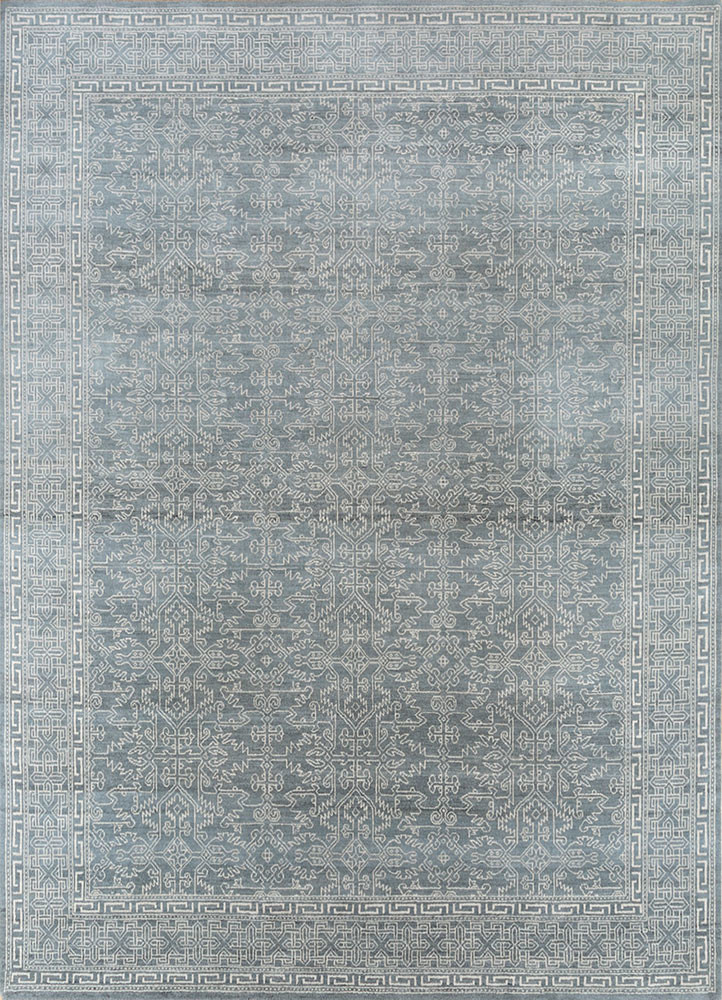  blue wool Hand Knotted Rug