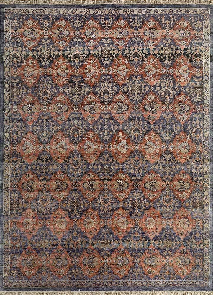 viscaya blue wool and silk Hand Knotted Rug - HeadShot