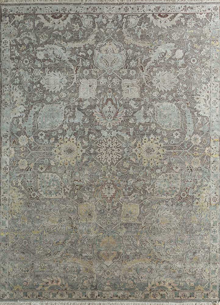 viscaya blue wool and silk Hand Knotted Rug - HeadShot