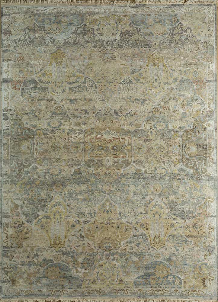 viscaya blue wool and silk Hand Knotted Rug - HeadShot