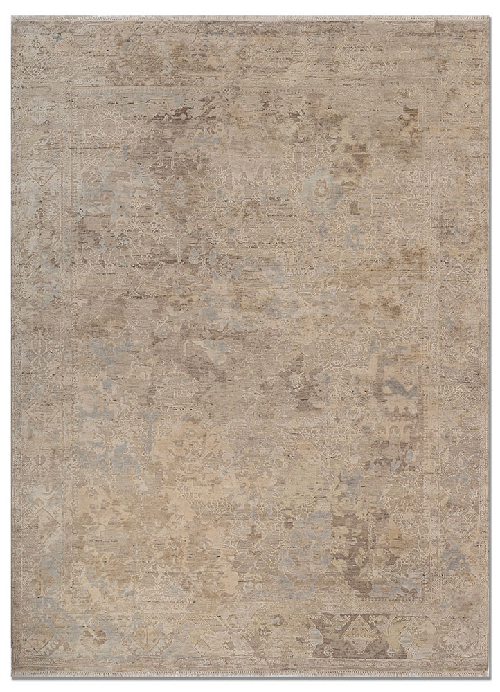  ivory afghan wool and silk Hand Knotted Rug