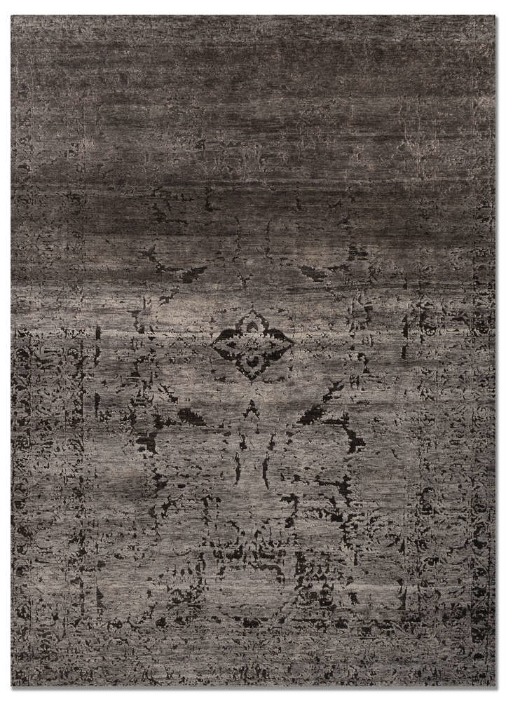  blue wool and silk Hand Knotted Rug