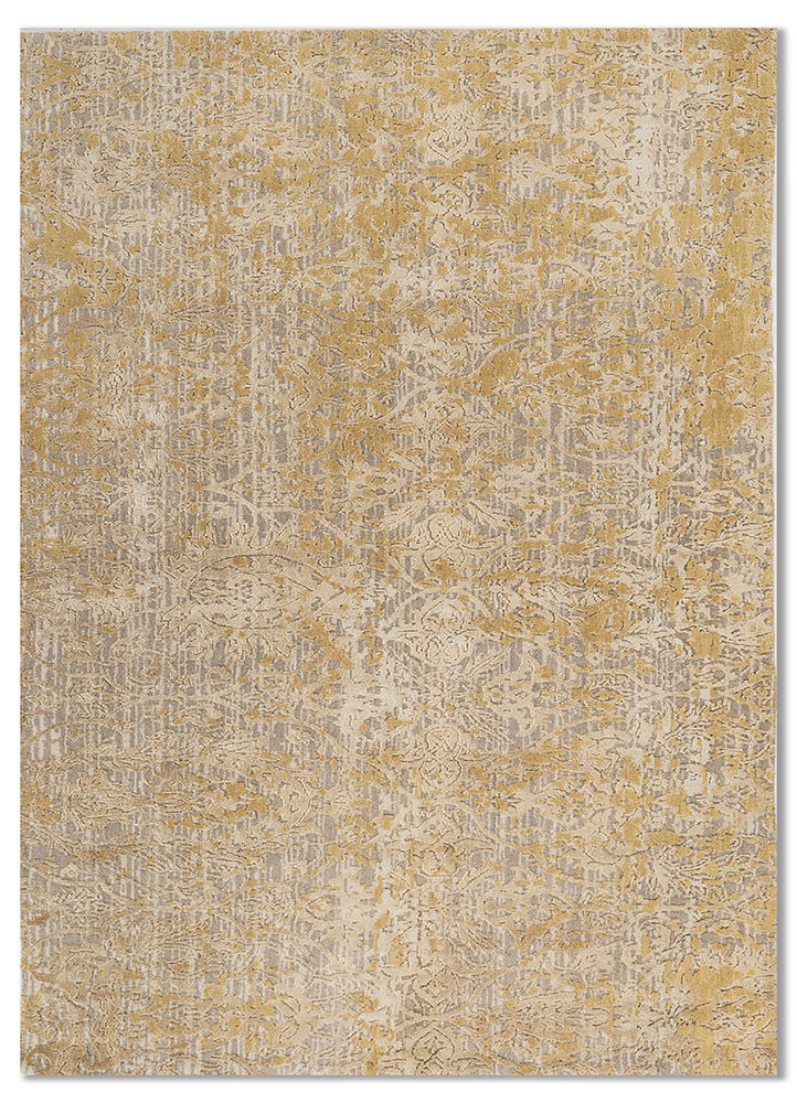  beige and brown wool and bamboo silk Hand Knotted Rug