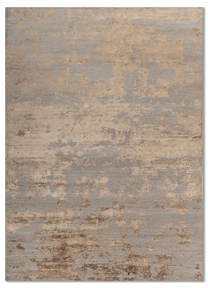 chaos theory by kavi gold wool and bamboo silk Hand Knotted Rug - HeadShot