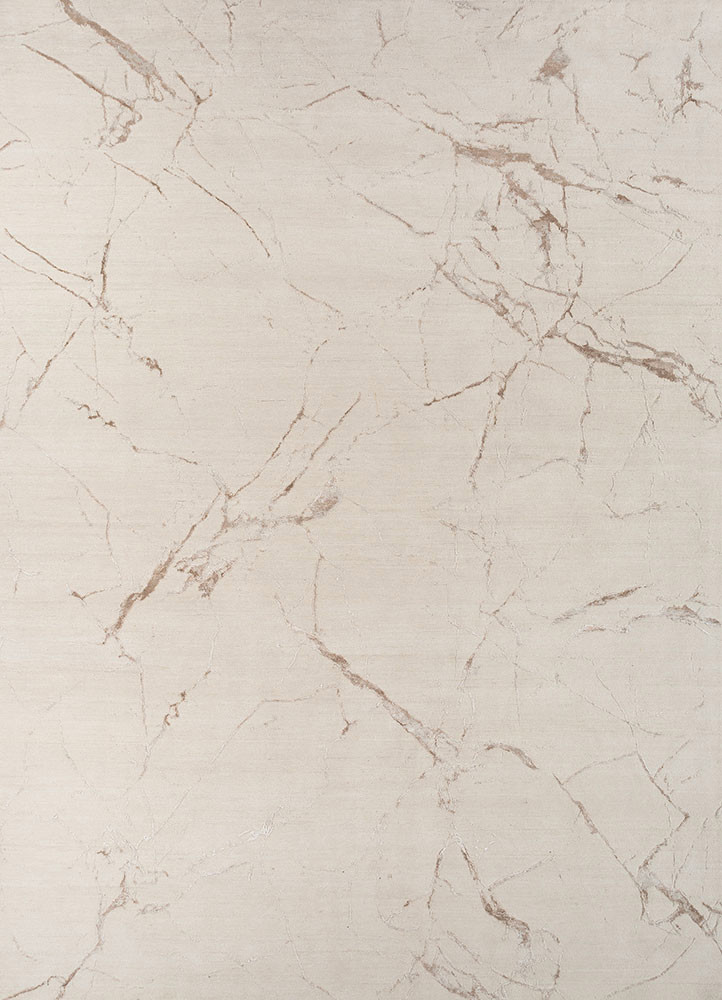  ivory wool and bamboo silk Hand Knotted Rug