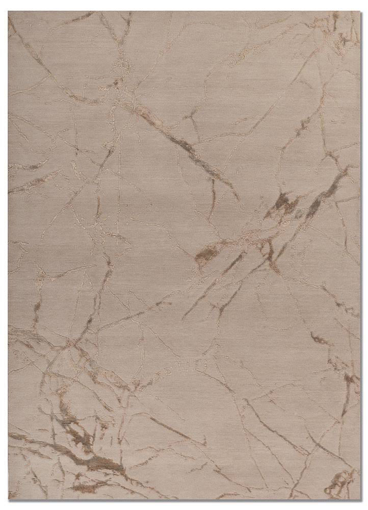  ivory wool and bamboo silk Hand Knotted Rug