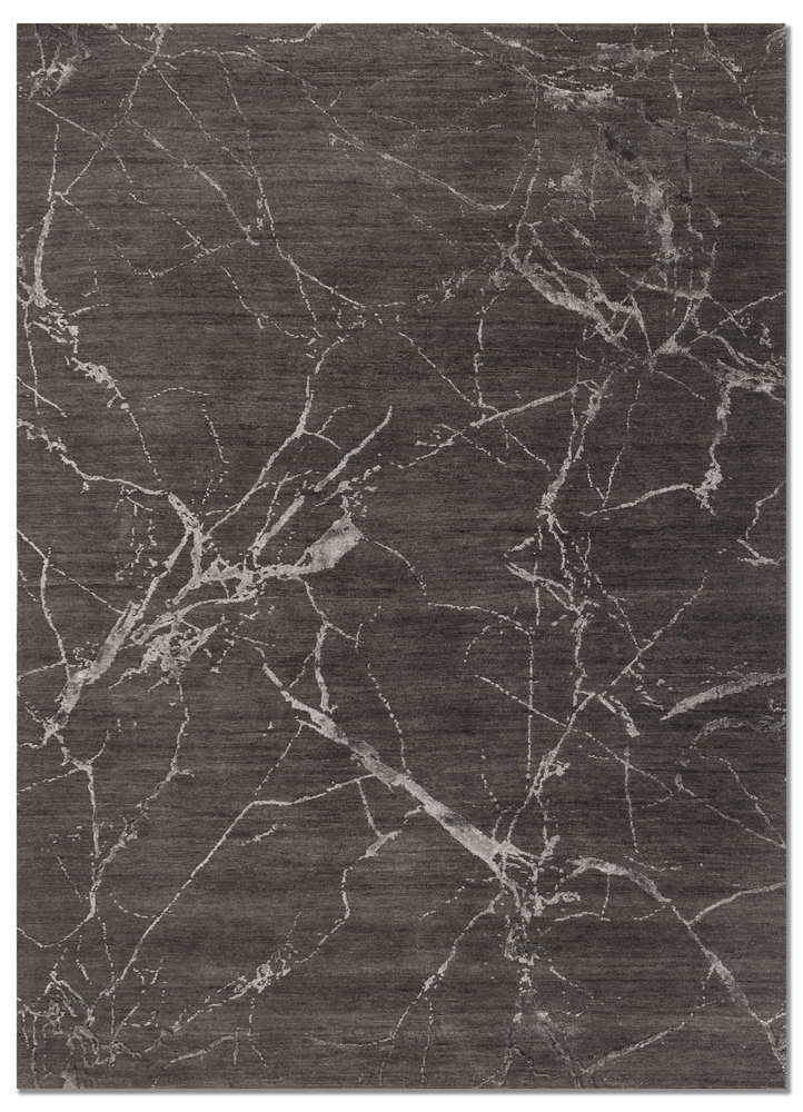 grey and black wool and bamboo silk Hand Knotted Rug