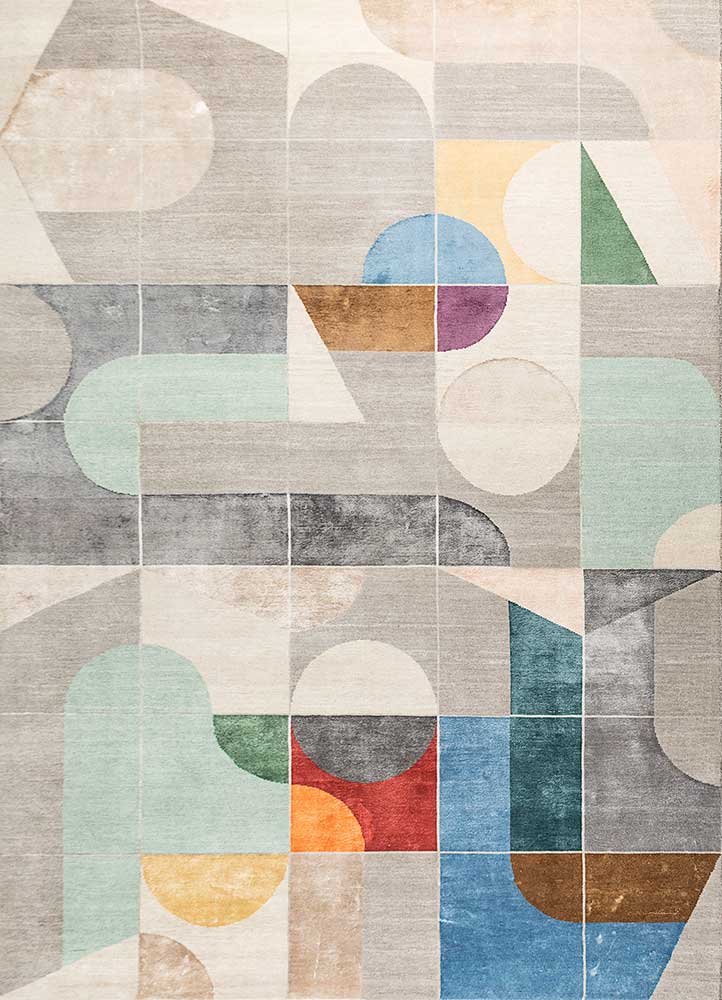 chaos theory by kavi multi wool and bamboo silk Hand Knotted Rug - HeadShot