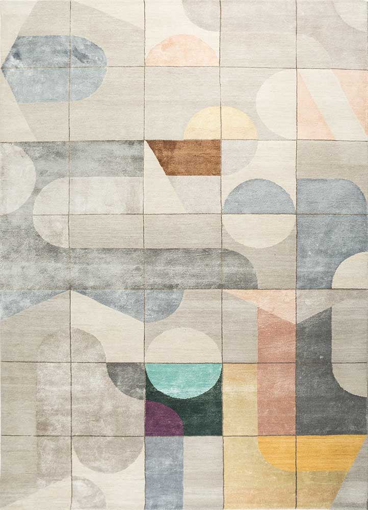 chaos theory by kavi grey and black wool and bamboo silk Hand Knotted Rug - HeadShot