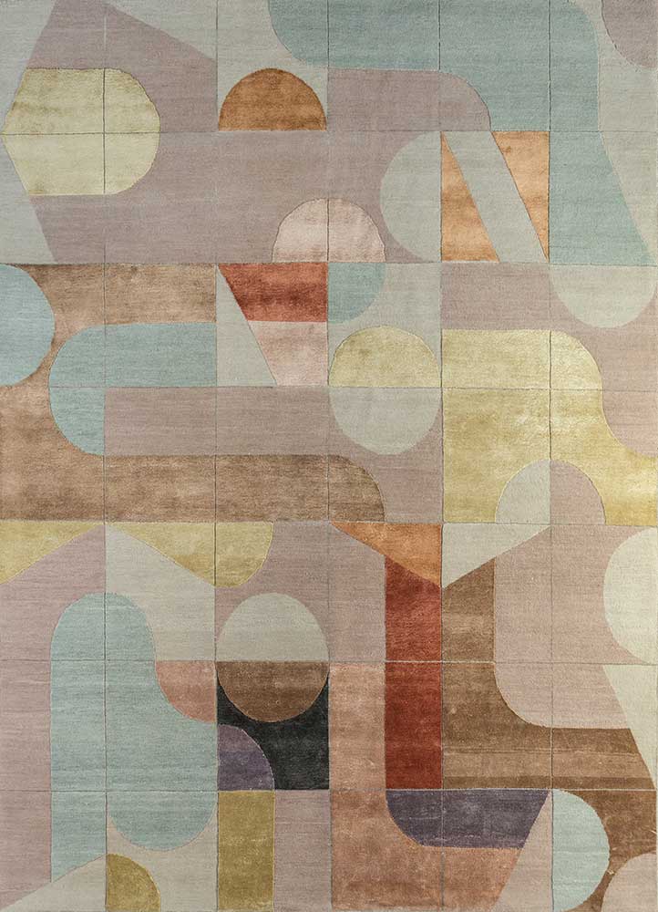 chaos theory by kavi red and orange wool and bamboo silk Hand Knotted Rug - HeadShot