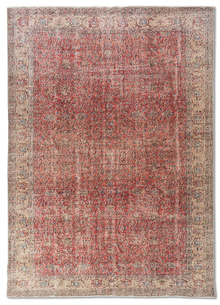 vintage ivory wool and bamboo silk Hand Knotted Rug - HeadShot