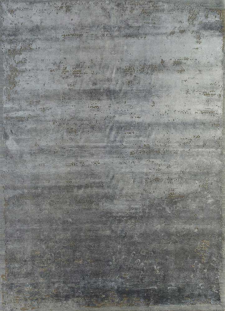 chaos theory by kavi grey and black wool and bamboo silk Hand Knotted Rug - HeadShot