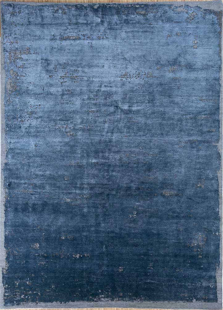  blue wool and bamboo silk Hand Knotted Rug