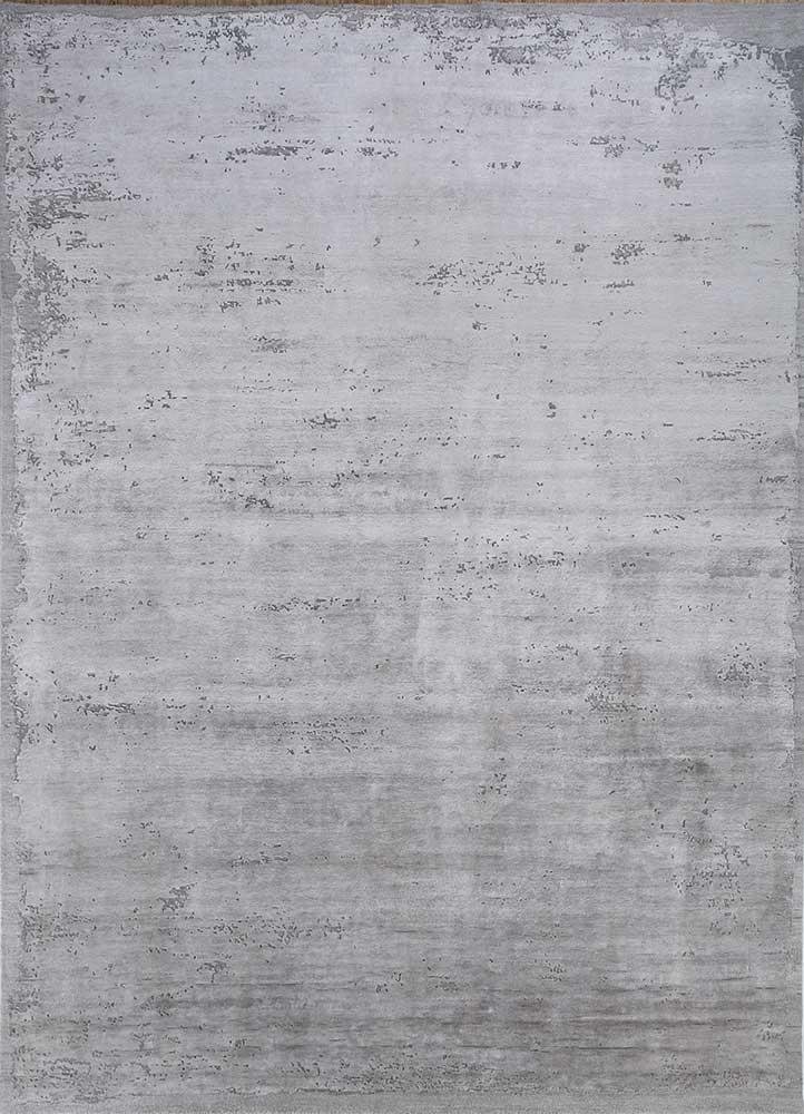  grey and black wool and bamboo silk Hand Knotted Rug