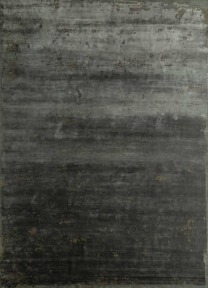  grey and black wool and bamboo silk Hand Knotted Rug