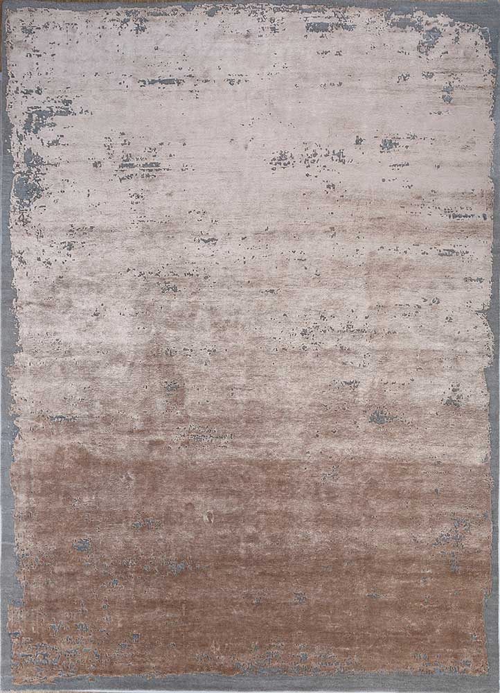  beige and brown wool and bamboo silk Hand Knotted Rug