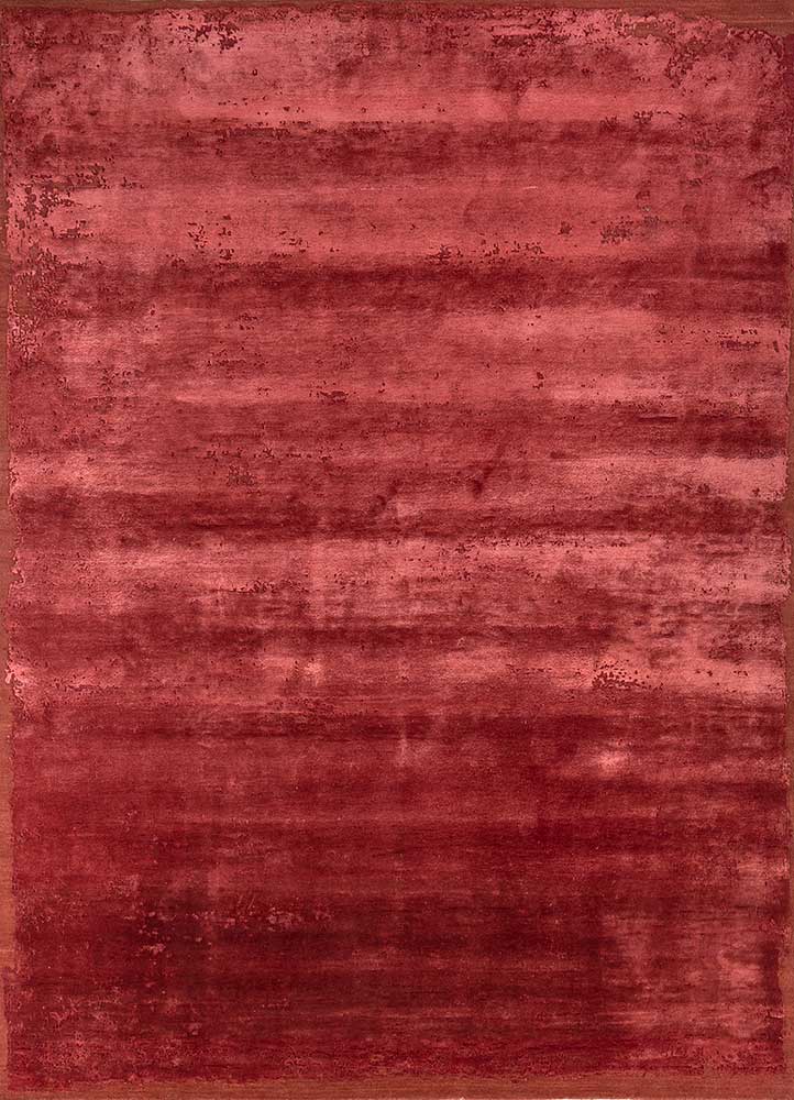 chaos theory by kavi red and orange wool and bamboo silk Hand Knotted Rug - HeadShot