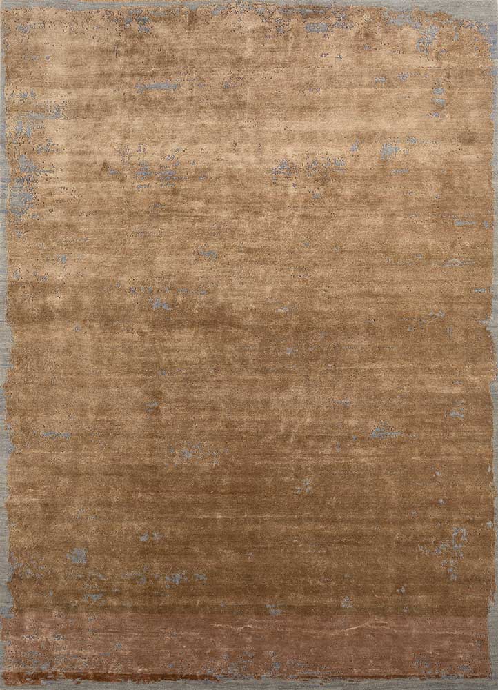  beige and brown wool and bamboo silk Hand Knotted Rug