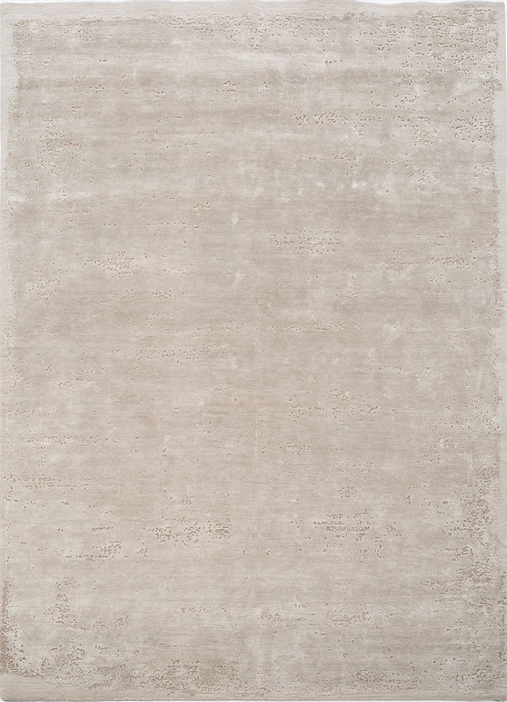  ivory wool and bamboo silk Hand Knotted Rug