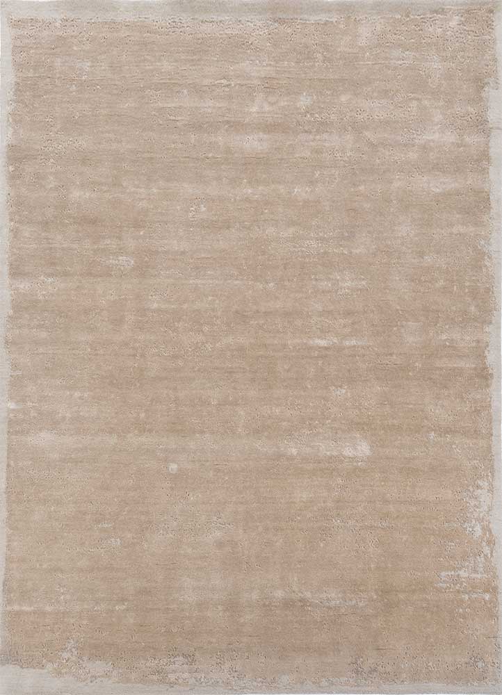  ivory wool and bamboo silk Hand Knotted Rug