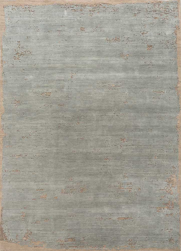 chaos theory by kavi blue wool and bamboo silk Hand Knotted Rug - HeadShot