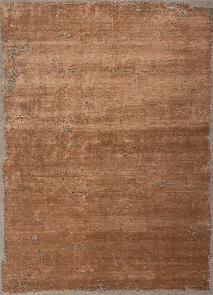  beige and brown wool and bamboo silk Hand Knotted Rug