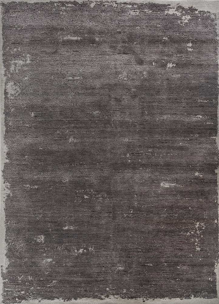  grey and black wool and bamboo silk Hand Knotted Rug