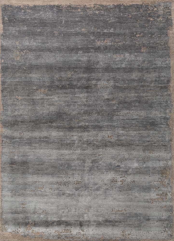  grey and black wool and bamboo silk Hand Knotted Rug