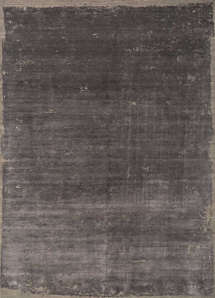  grey and black wool and bamboo silk Hand Knotted Rug