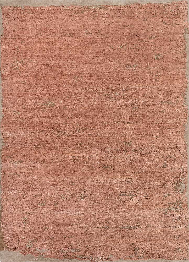  red and orange wool and bamboo silk Hand Knotted Rug