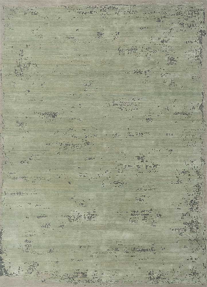  green wool and bamboo silk Hand Knotted Rug