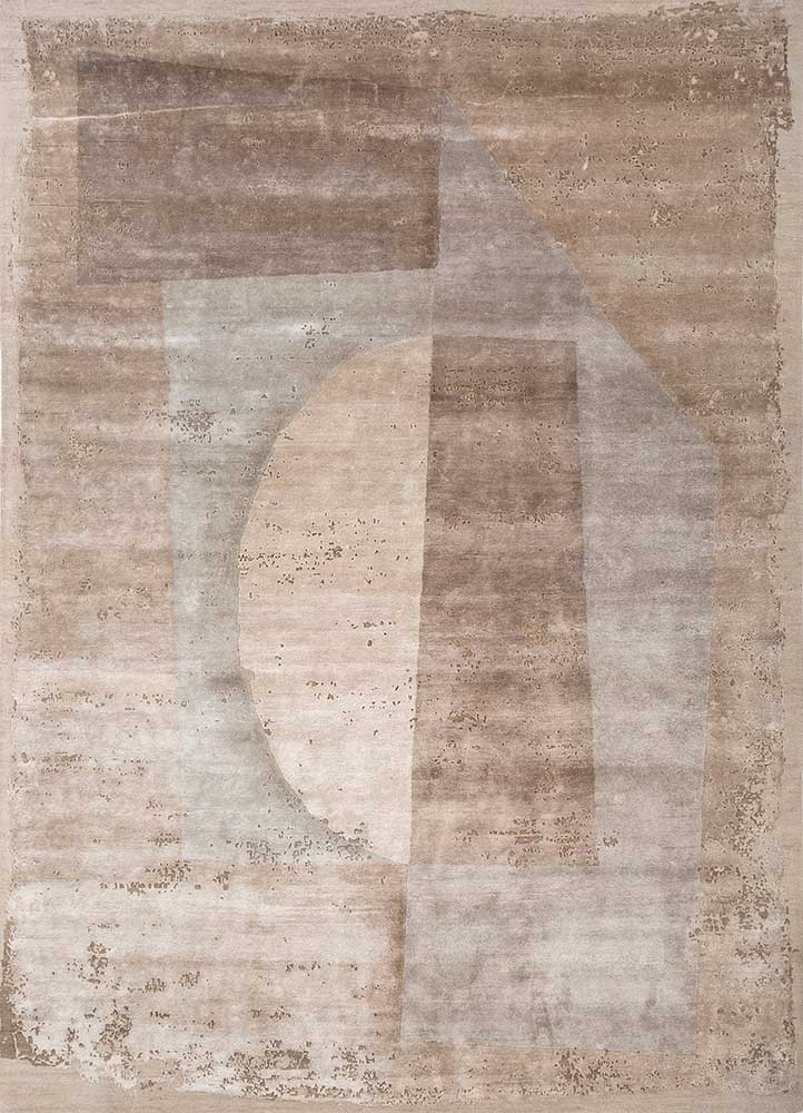 unfold by kavi ivory wool and bamboo silk Hand Knotted Rug - HeadShot