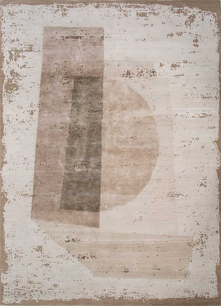  ivory wool and bamboo silk Hand Knotted Rug