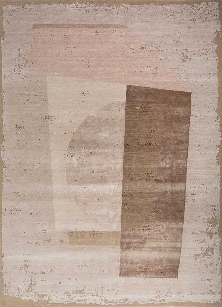  ivory wool and bamboo silk Hand Knotted Rug