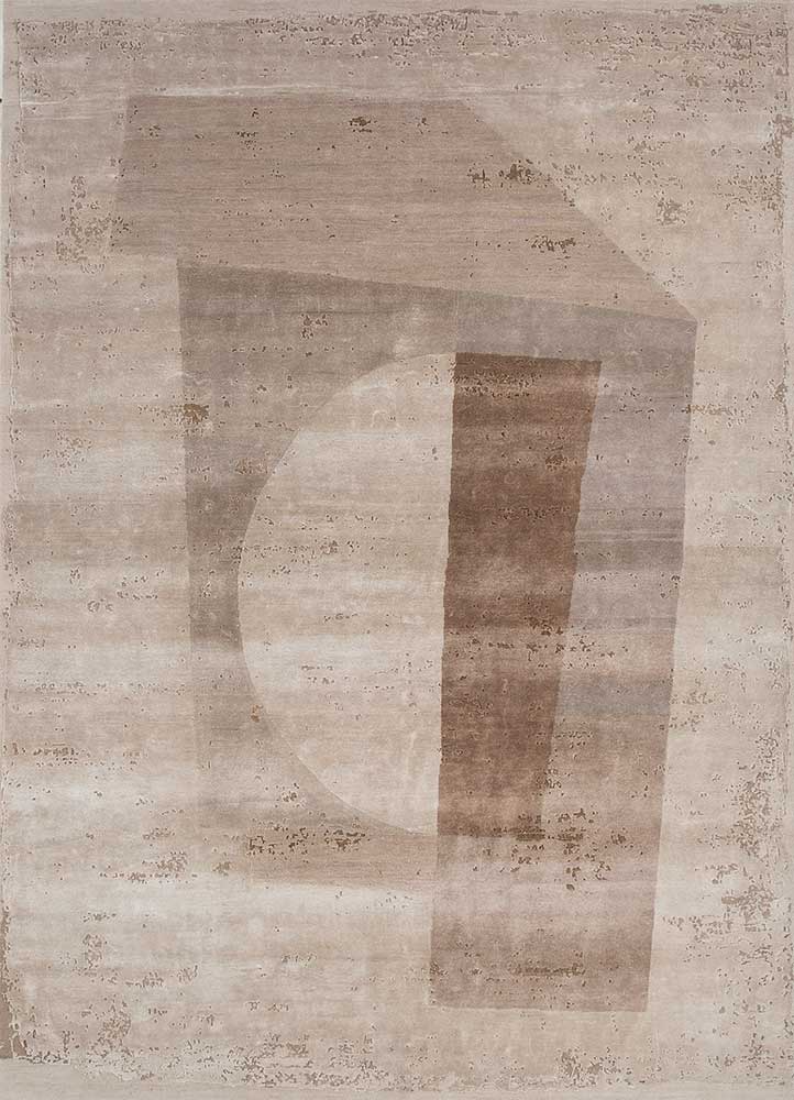  ivory wool and bamboo silk Hand Knotted Rug