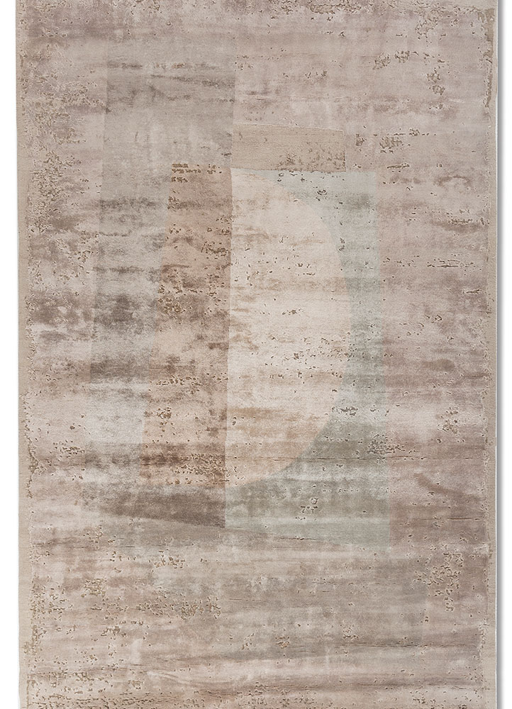  ivory wool and bamboo silk Hand Knotted Rug