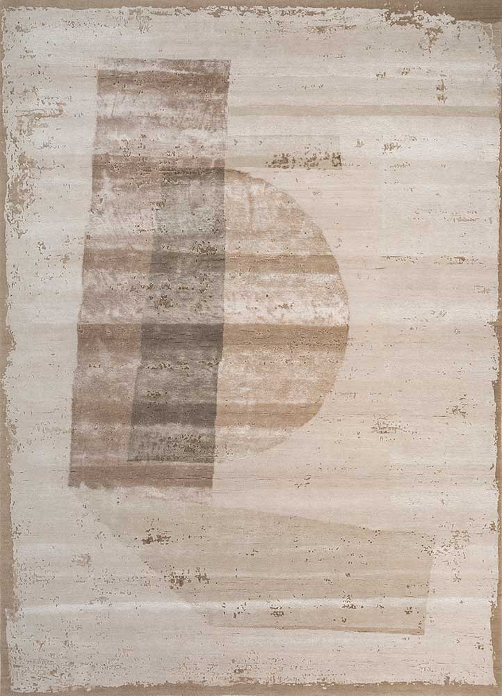  ivory wool and bamboo silk Hand Knotted Rug