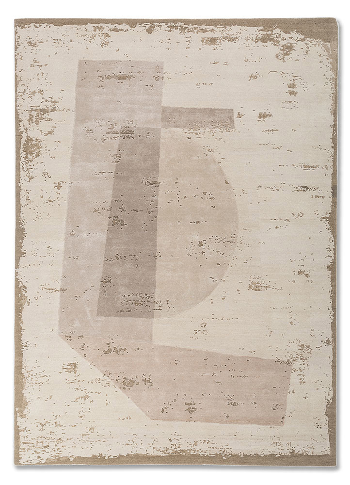  ivory wool and bamboo silk Hand Knotted Rug