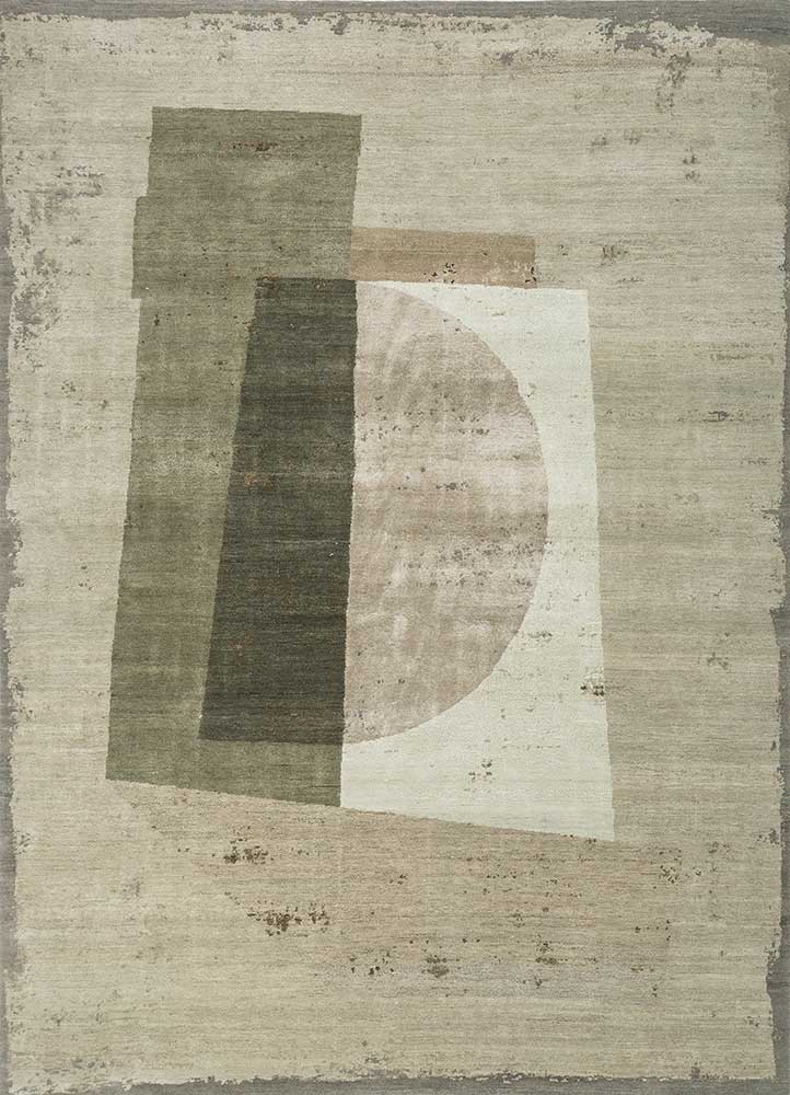 unfold by kavi green wool and bamboo silk Hand Knotted Rug - HeadShot unfold by kavi green wool and bamboo silk Hand Knotted Rug - HeadShot