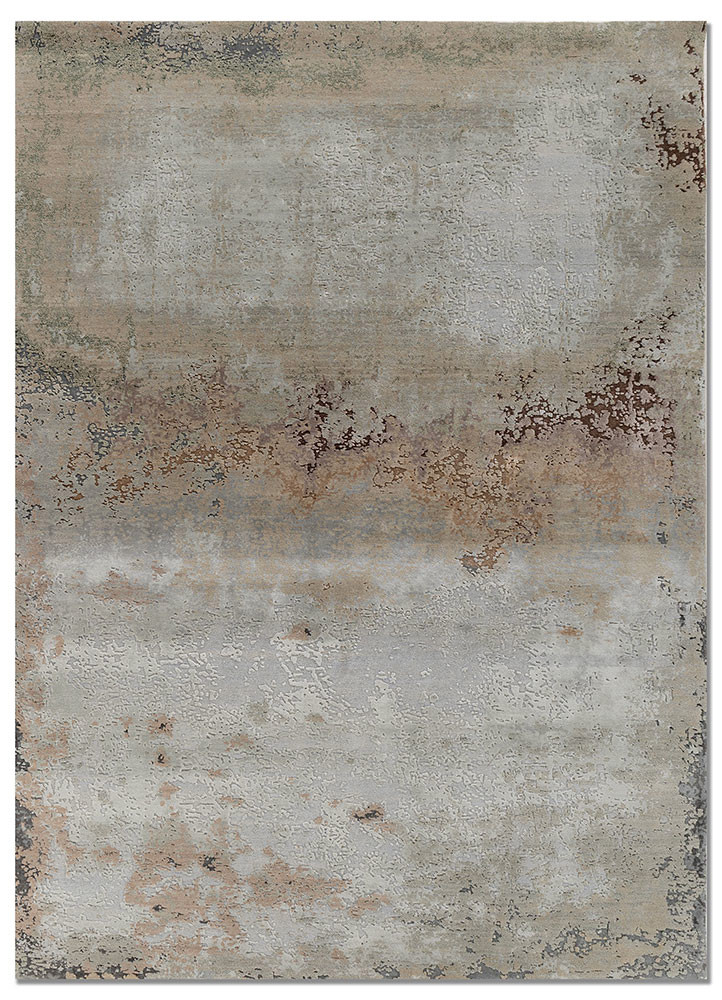  blue wool and bamboo silk Hand Knotted Rug