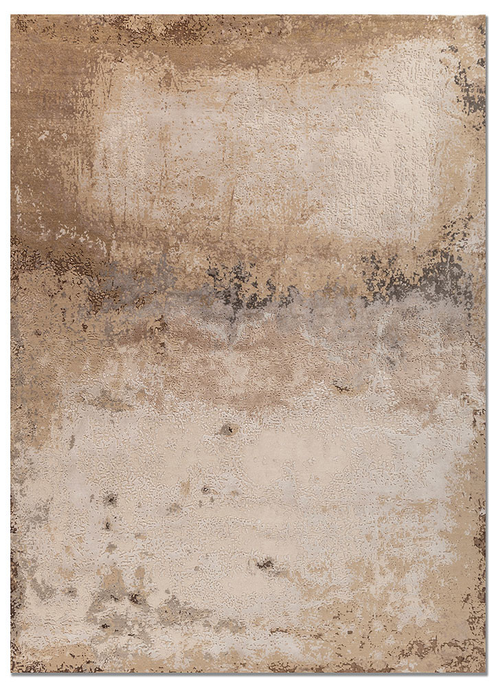  ivory wool and bamboo silk Hand Knotted Rug