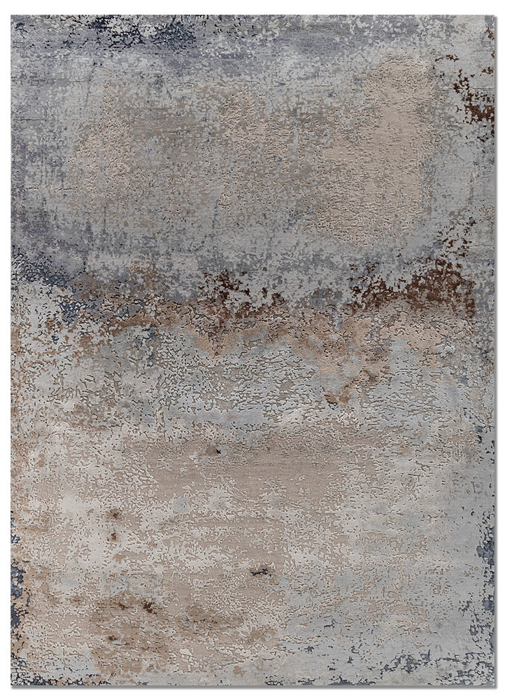  grey and black wool and bamboo silk Hand Knotted Rug