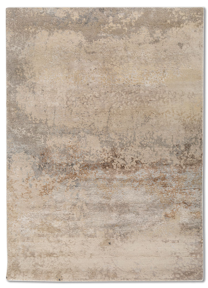 chaos theory by kavi ivory wool and bamboo silk Hand Knotted Rug - HeadShot