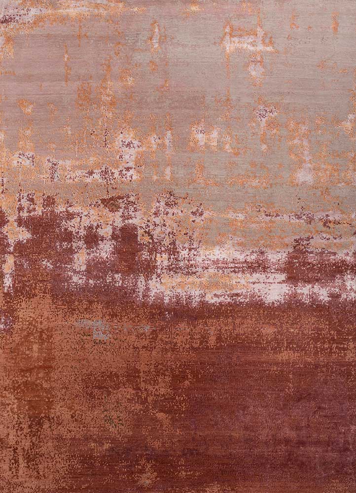  pink and purple wool and bamboo silk Hand Knotted Rug